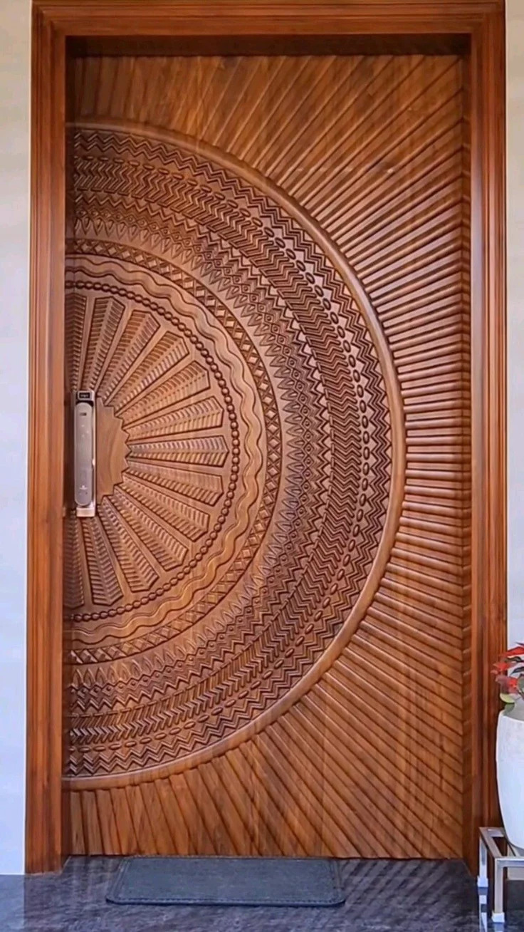Teak wooden main door made by Sri Umiya Timber, Bangalore